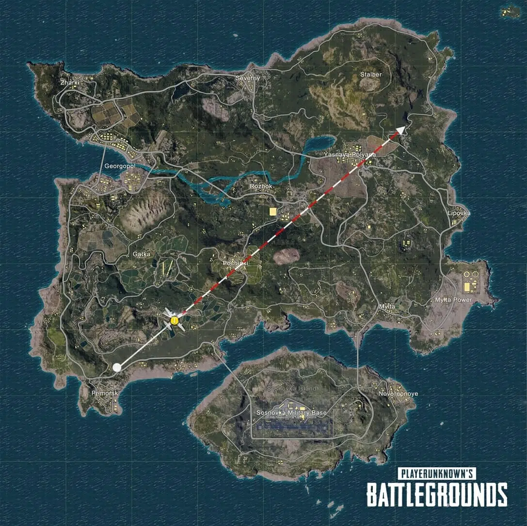 nouveau tracé ajouter a la carte pubg trace de l'avion