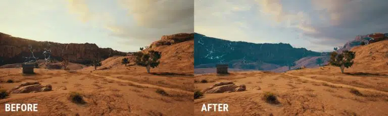 PUBG PC MAJ #21: Nouvelle arme, véhicule et map d'entrainement 7 Avant/après sur Miramar.