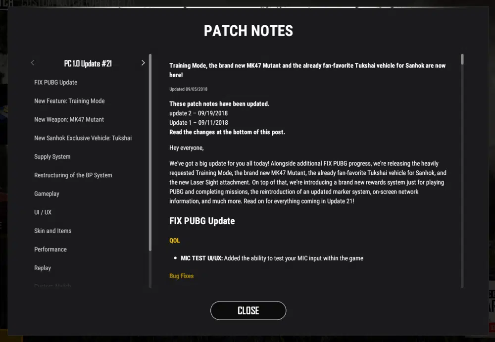 MAJ PUBG PC: Patch #23, nouvelle arme, patch notes, ... 2 integration patch notes pubg patch 23