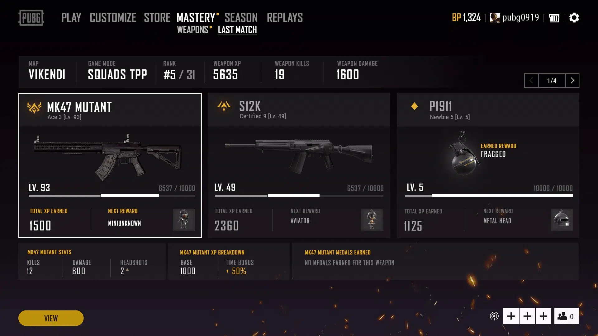 Guide: les Maîtrises d'armes dans PUBG 2 Progression dans la maîtrise des armes