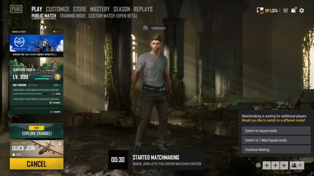 PC Update 4.1: Rééquilibrages divers, mise à jour d'Erangel, UI, corrections de bug et bien plus ! 15 mm