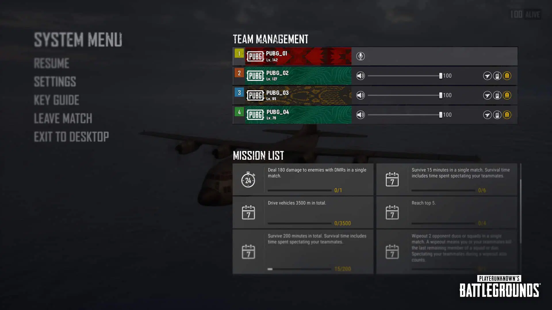 PUBG PC Update 10.1 - Patch Notes 19 Amélioration du menu système