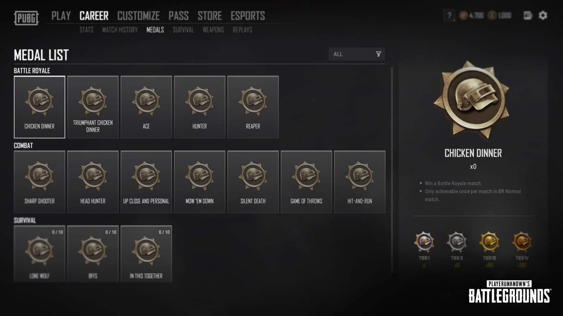 PUBG PC Update 10.1 - Patch Notes 15 Medailles de maitrise